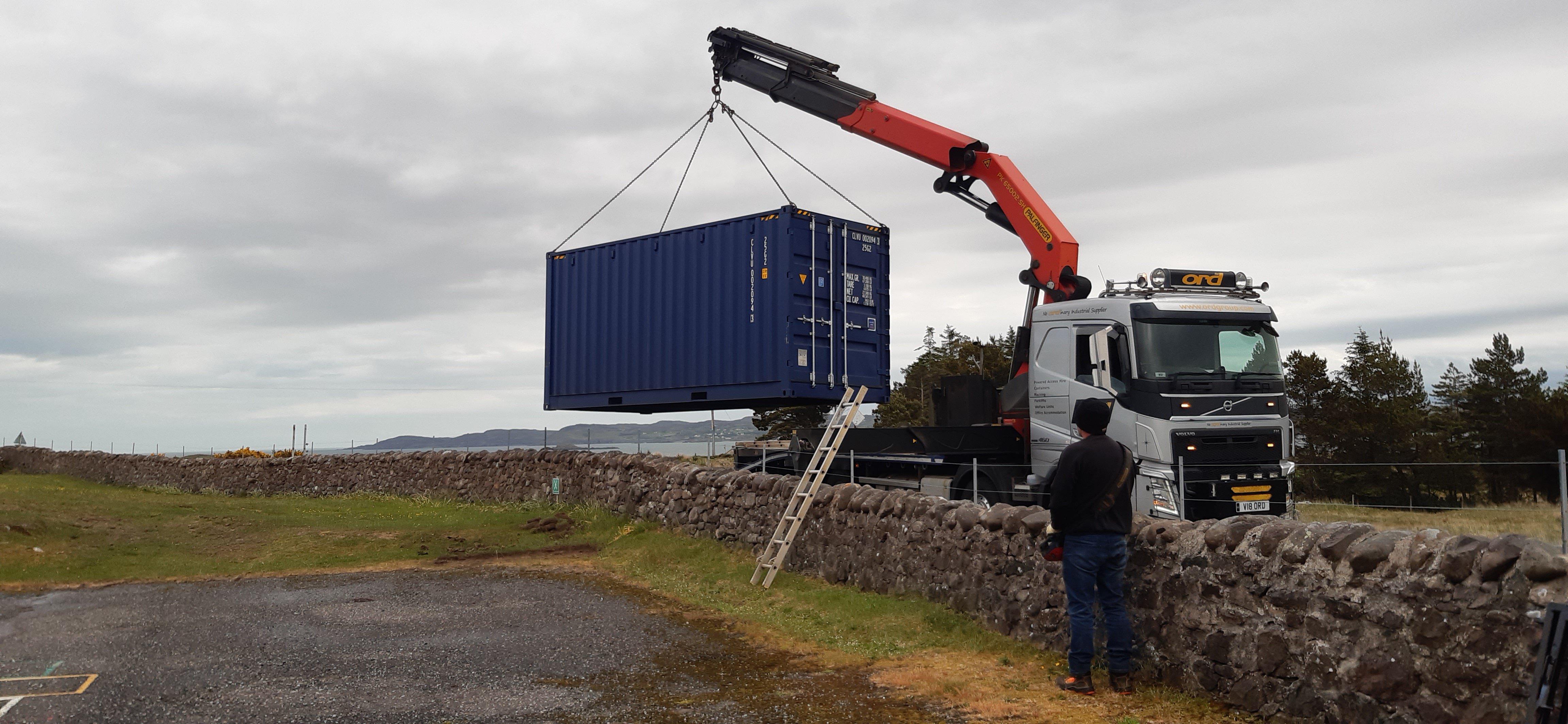 Container being unloaded